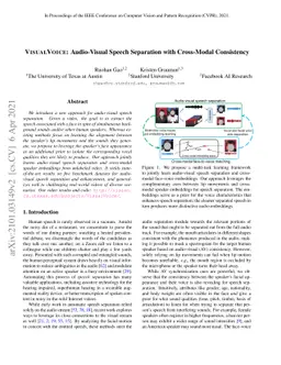 VisualVoice: Audio-Visual Speech Separation with Cross-Modal Consistency