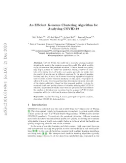 An Efficient K-means Clustering Algorithm for Analysing COVID-19