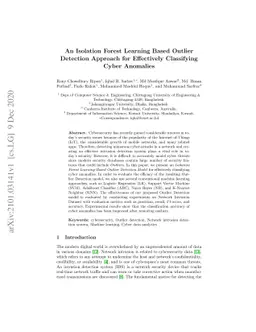 An Isolation Forest Learning Based Outlier Detection Approach for
  Effectively Classifying Cyber Anomalies