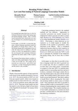 Breaking Writer's Block: Low-cost Fine-tuning of Natural Language
  Generation Models