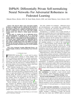 DiPSeN: Differentially Private Self-normalizing Neural Networks For
  Adversarial Robustness in Federated Learning