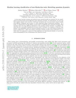 Machine learning classification of non-Markovian noise disturbing
  quantum dynamics