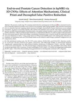 End-to-end Prostate Cancer Detection in bpMRI via 3D CNNs: Effects of
  Attention Mechanisms, Clinical Priori and Decoupled False Positive Reduction