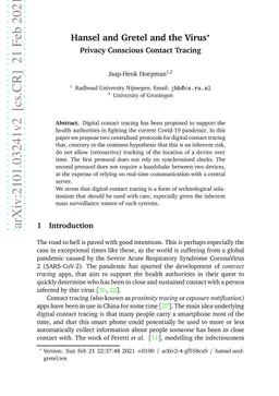 Hansel and Gretel and the Virus: Privacy Conscious Contact Tracing