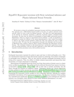 HypoSVI: Hypocenter inversion with Stein variational inference and
  Physics Informed Neural Networks