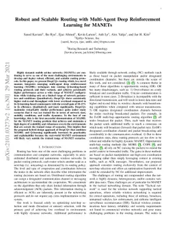 Robust and Scalable Routing with Multi-Agent Deep Reinforcement Learning
  for MANETs