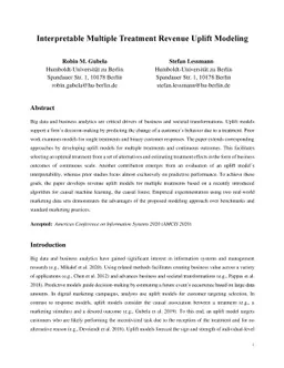 Interpretable Multiple Treatment Revenue Uplift Modeling