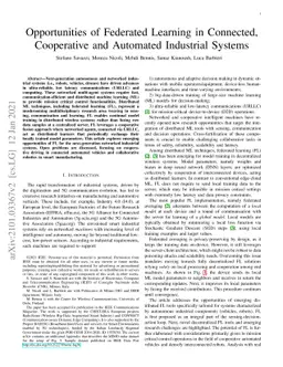 Opportunities of Federated Learning in Connected, Cooperative and
  Automated Industrial Systems