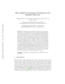 Task Adaptive Pretraining of Transformers for Hostility Detection