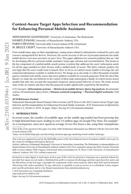Context-Aware Target Apps Selection and Recommendation for Enhancing
  Personal Mobile Assistants