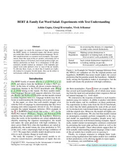 BERT & Family Eat Word Salad: Experiments with Text Understanding