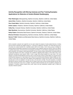 Activity Recognition with Moving Cameras and Few Training Examples:
  Applications for Detection of Autism-Related Headbanging
