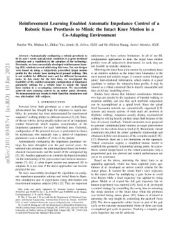 Reinforcement Learning Enabled Automatic Impedance Control of a Robotic
  Knee Prosthesis to Mimic the Intact Knee Motion in a Co-Adapting Environment