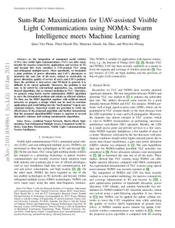 Sum-Rate Maximization for UAV-assisted Visible Light Communications
  using NOMA: Swarm Intelligence meets Machine Learning