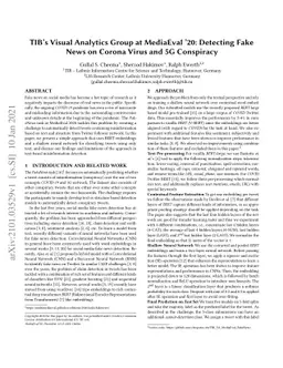 TIB's Visual Analytics Group at MediaEval '20: Detecting Fake News on
  Corona Virus and 5G Conspiracy