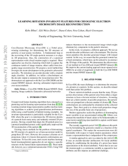 Learning Rotation Invariant Features for Cryogenic Electron Microscopy
  Image Reconstruction