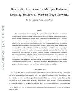Bandwidth Allocation for Multiple Federated Learning Services in
  Wireless Edge Networks