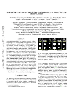 Generalize Ultrasound Image Segmentation via Instant and Plug & Play
  Style Transfer