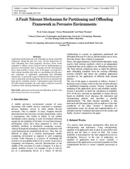 A Fault Tolerant Mechanism for Partitioning and Offloading Framework in
  Pervasive Environments
