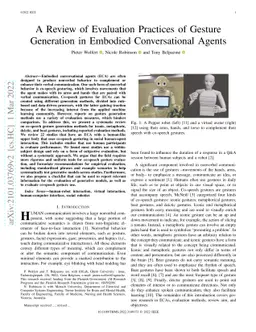 A Review of Evaluation Practices of Gesture Generation in Embodied
  Conversational Agents