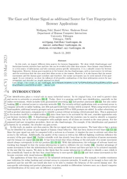 The Gaze and Mouse Signal as additional Source for User Fingerprints in
  Browser Applications