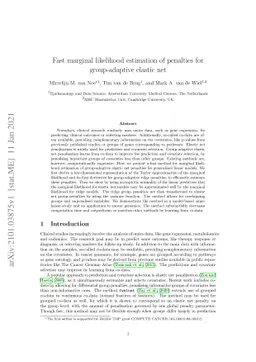 Fast marginal likelihood estimation of penalties for group-adaptive
  elastic net