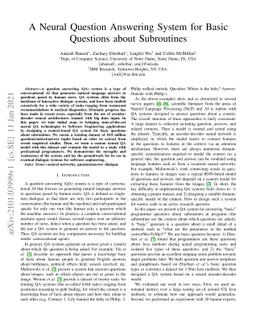 A Neural Question Answering System for Basic Questions about Subroutines