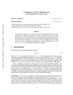 Complexity of Linear Minimization and Projection on Some Sets
