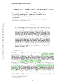 Learning Parametrised Graph Shift Operators