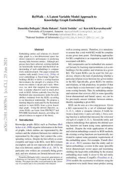 RelWalk A Latent Variable Model Approach to Knowledge Graph Embedding