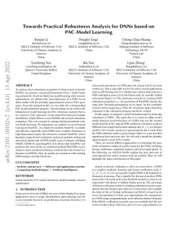 Towards Practical Robustness Analysis for DNNs based on PAC-Model
  Learning