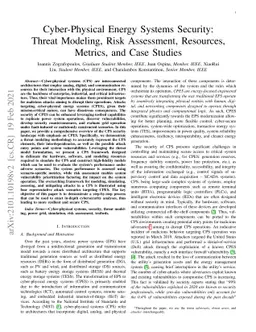 Cyber-Physical Energy Systems Security: Threat Modeling, Risk
  Assessment, Resources, Metrics, and Case Studies