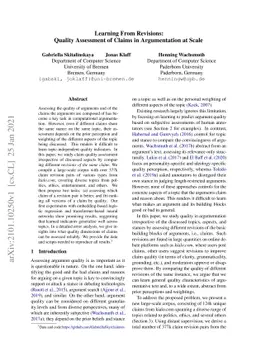 Learning From Revisions: Quality Assessment of Claims in Argumentation
  at Scale