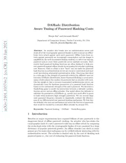 DAHash: Distribution Aware Tuning of Password Hashing Costs