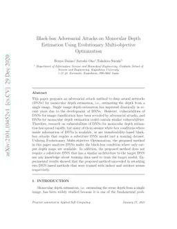 Black-box Adversarial Attacks on Monocular Depth Estimation Using
  Evolutionary Multi-objective Optimization