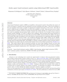 Arabic aspect based sentiment analysis using bidirectional GRU based
  models