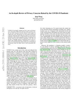 An In-depth Review of Privacy Concerns Raised by the COVID-19 Pandemic