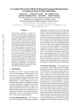 Leveraging End-to-End ASR for Endangered Language Documentation: An
  Empirical Study on Yoloxóchitl Mixtec