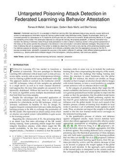 Untargeted Poisoning Attack Detection in Federated Learning via Behavior
  Attestation