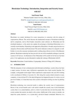 Blockchain Technology: Introduction, Integration and Security Issues
  with IoT