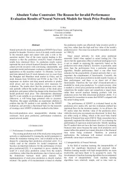 Absolute Value Constraint: The Reason for Invalid Performance Evaluation
  Results of Neural Network Models for Stock Price Prediction
