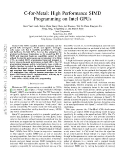 C-for-Metal: High Performance SIMD Programming on Intel GPUs