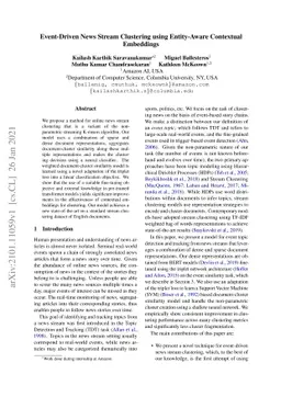 Event-Driven News Stream Clustering using Entity-Aware Contextual
  Embeddings