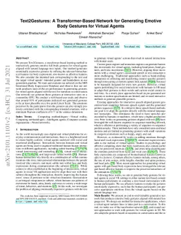 Text2Gestures: A Transformer-Based Network for Generating Emotive Body
  Gestures for Virtual Agents