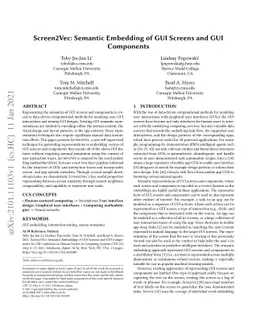 Screen2Vec: Semantic Embedding of GUI Screens and GUI Components