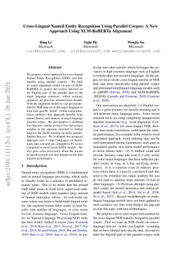 Cross-Lingual Named Entity Recognition Using Parallel Corpus: A New
  Approach Using XLM-RoBERTa Alignment