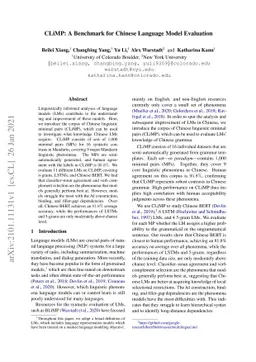 CLiMP: A Benchmark for Chinese Language Model Evaluation