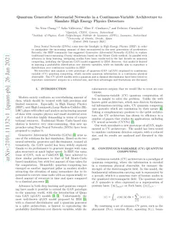 Quantum Generative Adversarial Networks in a Continuous-Variable
  Architecture to Simulate High Energy Physics Detectors