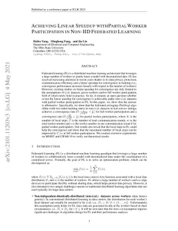 Achieving Linear Speedup with Partial Worker Participation in Non-IID
  Federated Learning