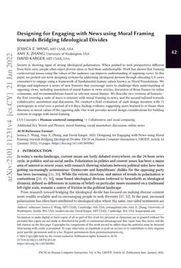 Designing for Engaging with News using Moral Framing towards Bridging
  Ideological Divides
